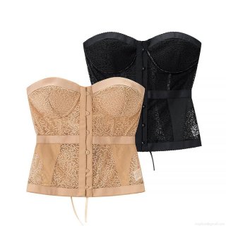 Sexy Strapless Lace Corset Top For Women Vintage Fishbone Bustier With Hook And Eye Closure Slim Fit Body Shaper For Party Clubwear Night Out Sexy Strapless Lace Corset Top For Women Vintage Fishbone Bustier With Hook And Eye Closure Slim Fit Body Shaper For Party Clubwear Night Out