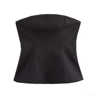 Women's Sexy Black Tube Top Strapless Slim Fit Crop Top Back Zipper Solid Color Streetwear Polyester Fabric Corset Top For Party Dating Women's Sexy Black Tube Top Strapless Slim Fit Crop Top Back Zipper Solid Color Streetwear Polyester Fabric Corset Top For Party Dating